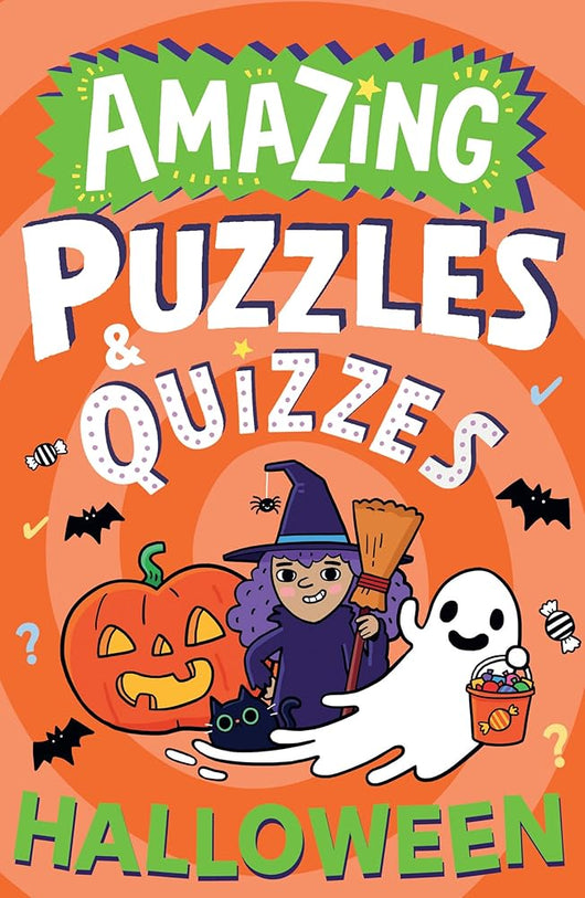 Amazing Halloween Puzzles and Quizzes: A new children’s illustrated activity book for 2025, packed with Halloween-themed brain teasers. (Amazing Puzzles and Quizzes for Every Kid) cover image
