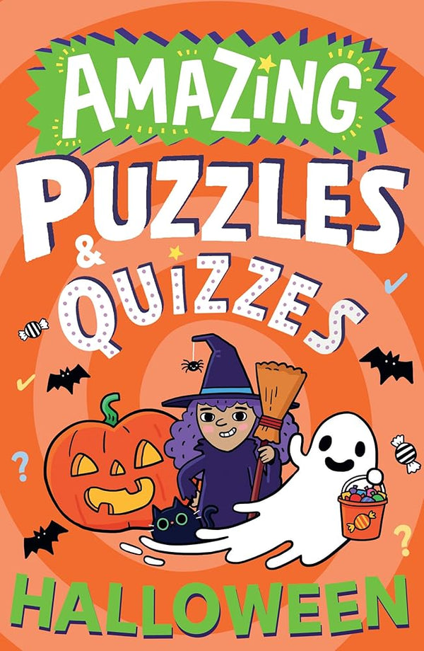 Amazing Halloween Puzzles and Quizzes: A new children’s illustrated activity book for 2025, packed with Halloween-themed brain teasers. (Amazing Puzzles and Quizzes for Every Kid) cover image